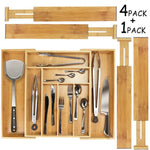 Purchase mebbay 5 set bamboo drawer dividers kitchen drawer organizer adjustable drawer divider organizer bamboo wood utensil drawer organizer for kitchen dresser bedroom bathroom with non slip pads