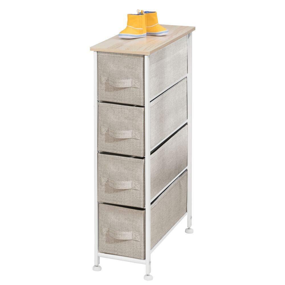 Save on mdesign narrow vertical dresser storage tower sturdy frame wood top easy pull fabric bins organizer unit for bedroom hallway entryway closets textured print 4 drawers light tan white