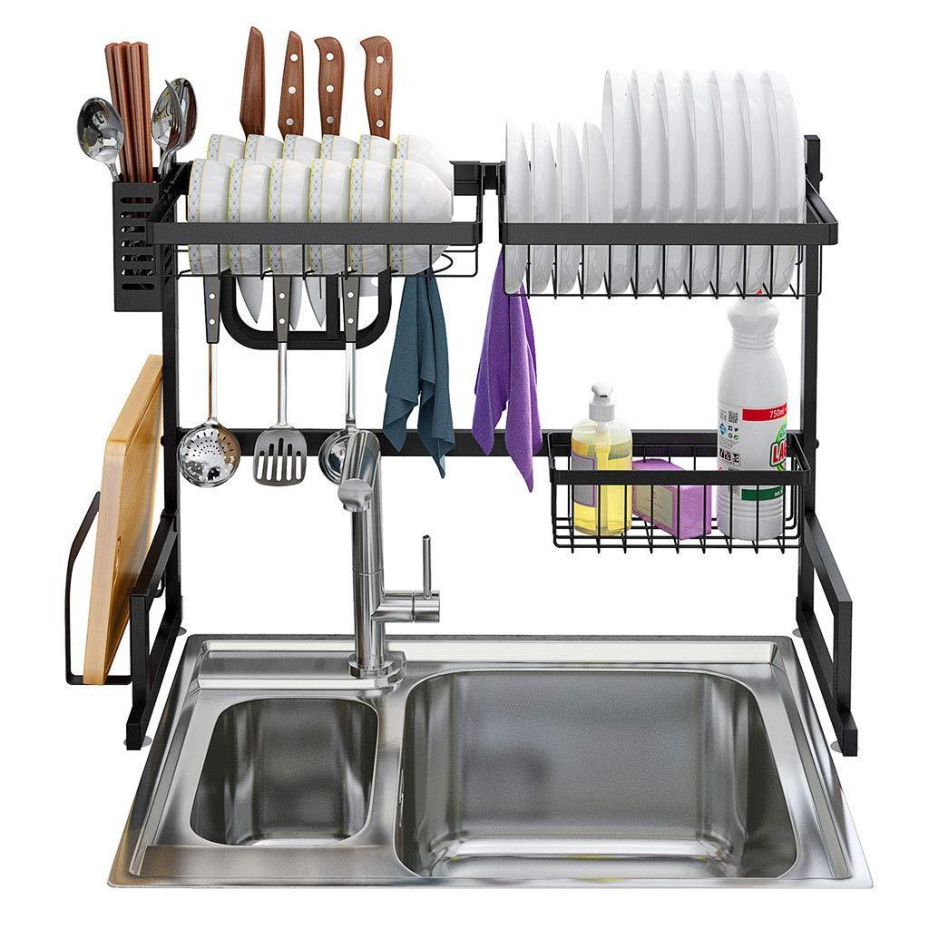 Results langria dish drying rack over sink stainless steel drainer shelf professional 2 tier utensils holder display stand for kitchen counter organization fully customizable 25 6 inches width black