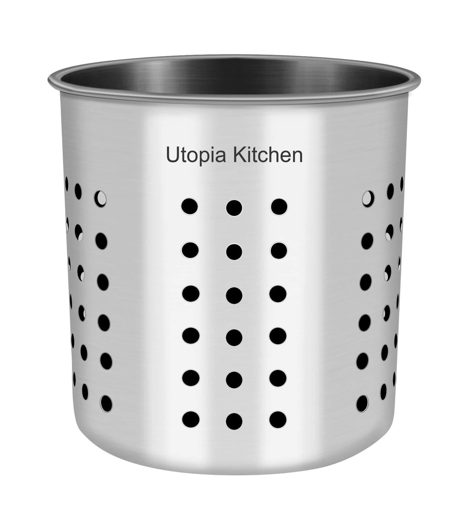 Buy utopia kitchen utensil holder utensil container 5 x 5 3 utensil crock flatware caddy brushed stainless steel cookware cutlery utensil holder