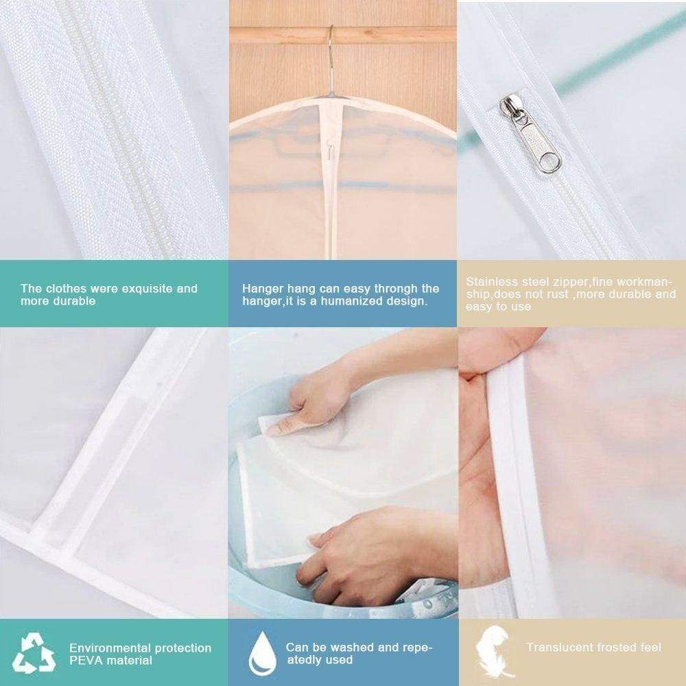 Explore garment bag clear plastic breathable moth proof garment bags cover for long winter coats wedding dress suit dance clothes closet pack of 6 24 x 55