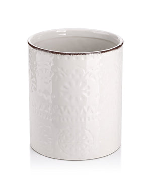 Shop lifver 1912510 fine embossed ceramic crock utensil holder 7 2 x 6 2 white