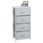 Try mdesign vertical furniture storage tower sturdy steel frame wood top easy pull fabric bins organizer unit for bedroom hallway entryway closets textured print 4 drawers gray white
