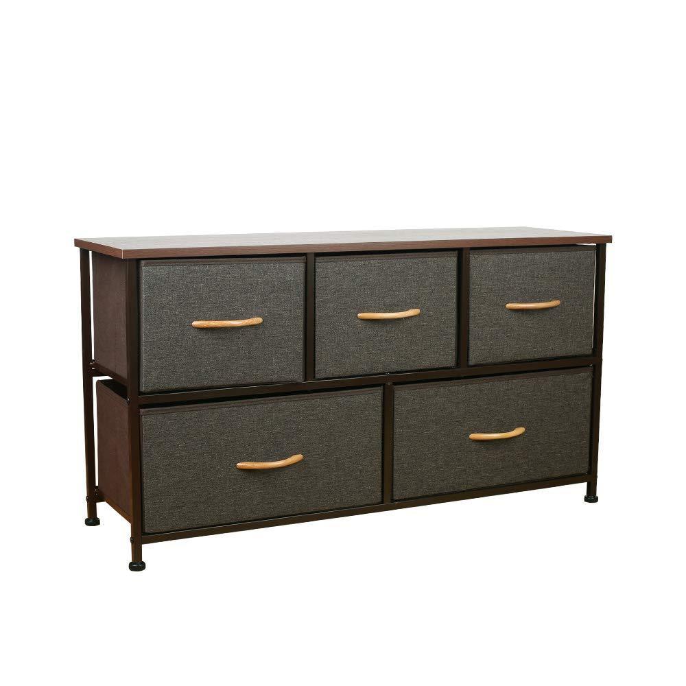 Purchase home dresser storage tower sturdy steel frame mdf wood top removable drawers height adjustable feet storage organizer for room hallway entryway closets 5 drawers espresso 39 5w 21 5h