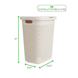 Home mind reader 50hamp ivo 50 liter hamper laundry basket with cutout handles washing bin dirty clothes storage bathroom bedroom closet ivory