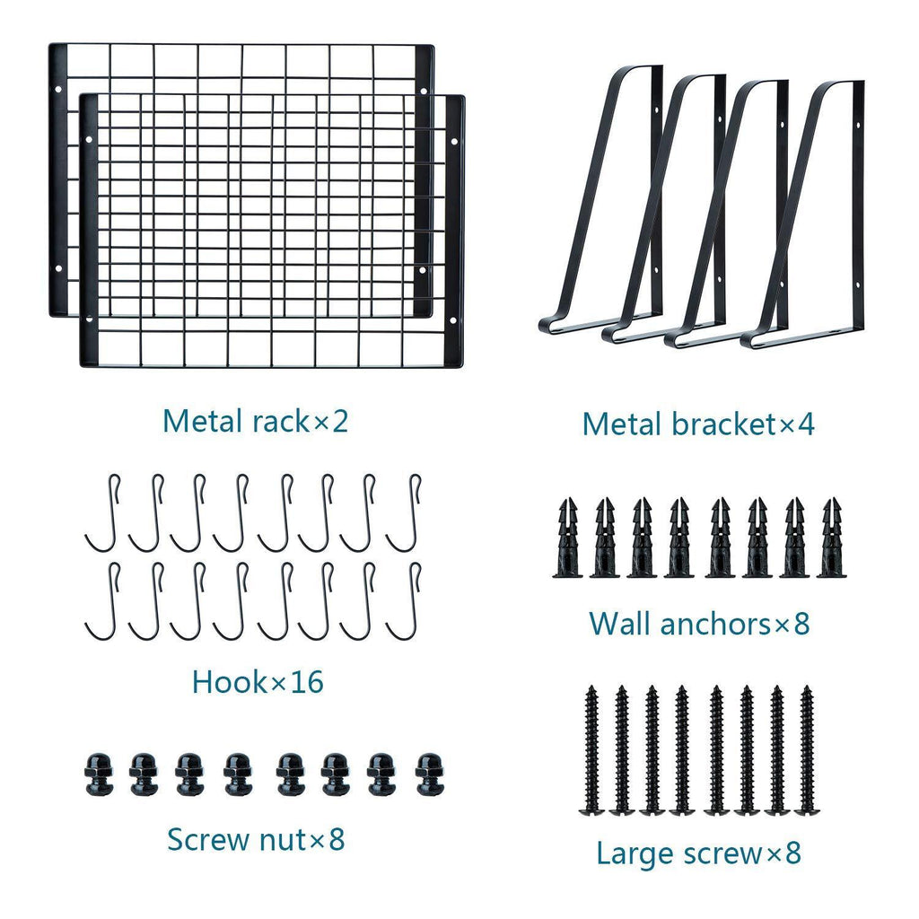 Save love kankei pot rack wall mounted 16 5 x 12 pan pot organizer with 16 hooks for cookware utensils organization set of 2
