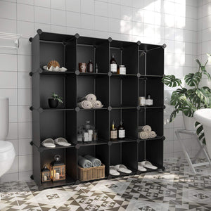 Save on songmics cube storage organizer 16 cube book shelf diy plastic closet cabinet modular bookcase storage shelving for bedroom living room office 48 4 l x 12 2 w x 48 4 h inches black ulpc44bk