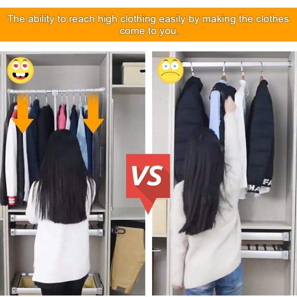 Budget gimify pull down closet rod wardrobe lift organizer storage systerm hanger rod for hanging clothes space saving aluminum adjustable 32 68 42 28inch