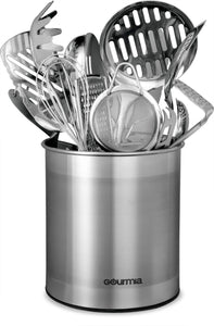 Try gourmia gch9345 rotating kitchen utensil holder spinning stainless steel organizer to store cooking and serving tools dishwasher safe non slip bottom use as caddy