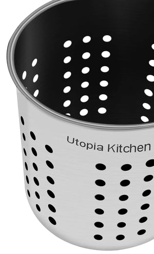 Discover the utopia kitchen utensil holder utensil container 5 x 5 3 utensil crock flatware caddy brushed stainless steel cookware cutlery utensil holder