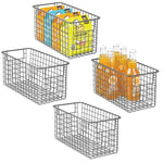 Order now mdesign farmhouse decor metal wire food storage organizer bin basket with handles for kitchen cabinets pantry bathroom laundry room closets garage 12 x 6 x 6 4 pack graphite gray