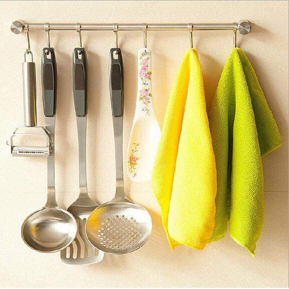 Products pan pot hanger hooks rack ulifestar wall mout stainless steel kitchen utensil organizer storage lid holder rest 15rail rod with 7 hanging hooks