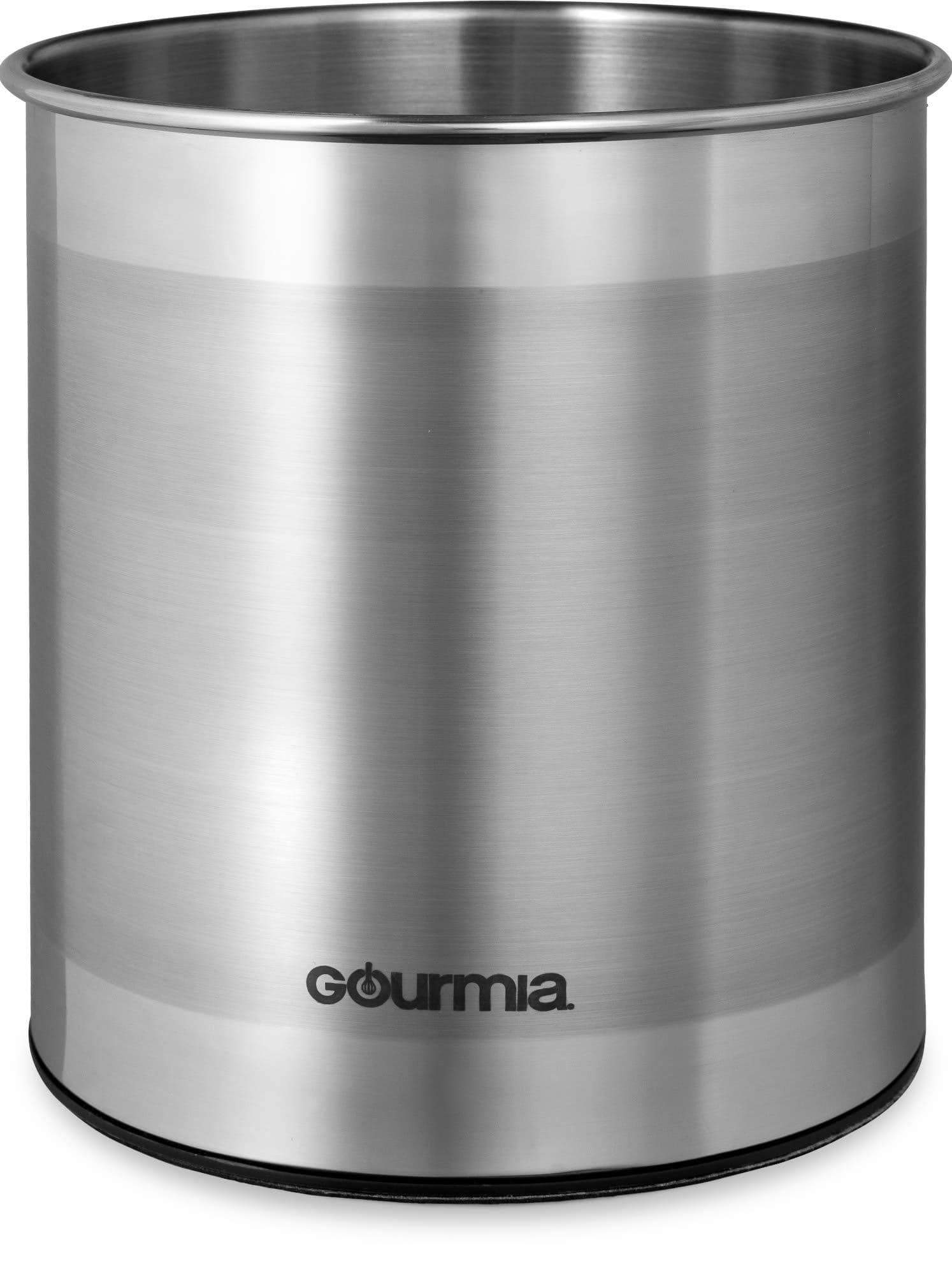 Budget gourmia gch9345 rotating kitchen utensil holder spinning stainless steel organizer to store cooking and serving tools dishwasher safe non slip bottom use as caddy