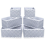 Home storage bins ispecle foldable cloth storage cubes drawer organizer closet underwear box storage baskets containers drawer dividers for bras socks scarves cosmetics set of 6 grey chevron pattern