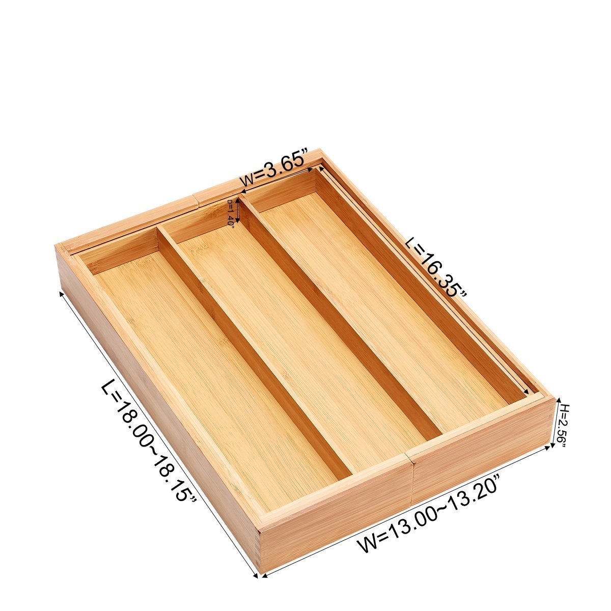 Storage organizer bamboo expandable utensil cutlery tray drawer organizer divider 3 compartments with 2 adjustable dimensions beautiful durable and multifunctional utensil holder and organizer