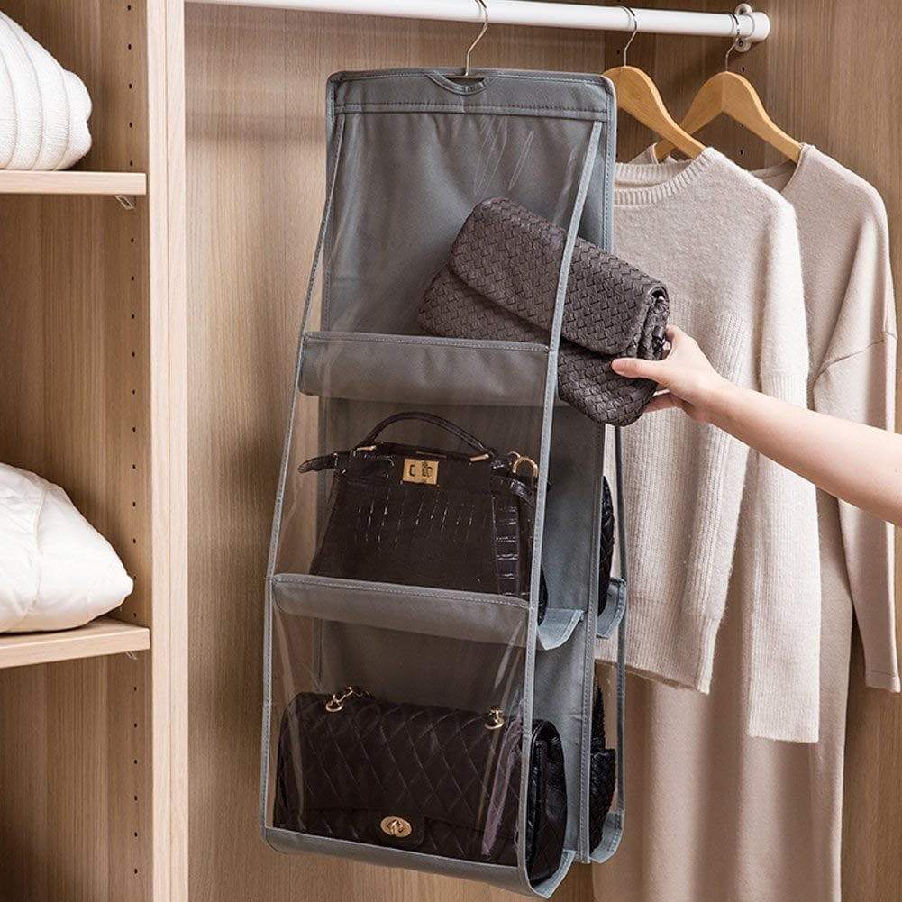 Discover the dearjana wardrobe hanging handbag organizer 6 large pockets dust proof bag storage purse handbag tote bag holder organizer for closet bedroom