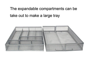 Home esylife expandable kitchen drawer silverware utensils organizer mesh cutlery tray 8 10 compartments