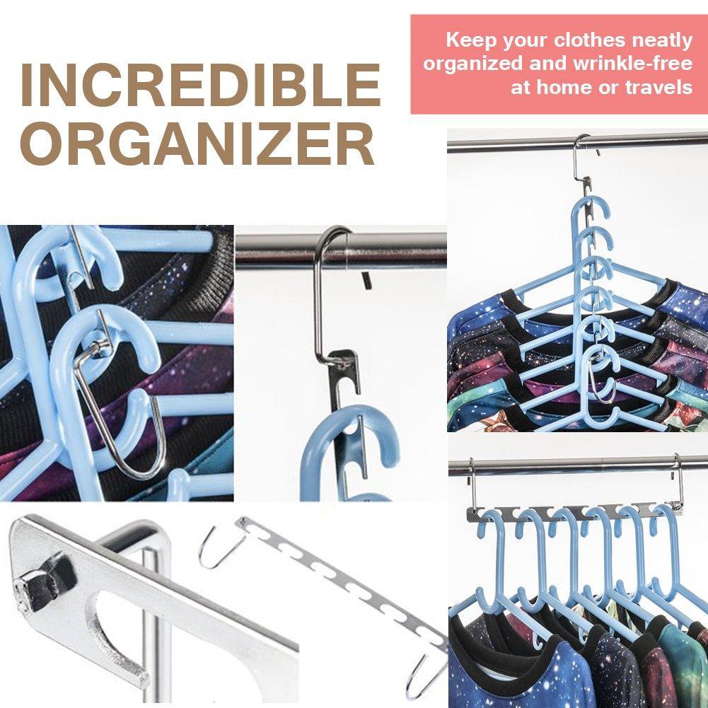 Best 4pcs clothes hangers space saver closet organizer with vertical and horizontal options premium abs material in solid silver color