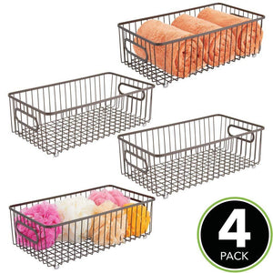 Buy now mdesign metal bathroom storage organizer basket bin farmhouse wire grid design for cabinets shelves closets vanity countertops bedrooms under sinks large 4 pack bronze
