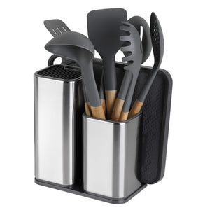 Amazon best tophome cutlery holder set knife block cutting board set kitchen storage silverware caddy organizer table storage utensil drying rack holder for kitchen countertop compartment drainer