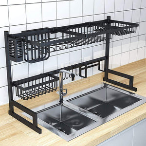 Purchase whifea dish drying rack kitchen storage shelf over sink stainless steel sink dish rack kitchen supplies organizer utensils holder matte black l 33 5 inch x w 12 6 inch x h 20 5 inch