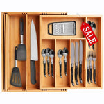 Products voxxov silverware organizer bamboo cutlery and flatware drawer organizer tray kitchen expandable utensils drawer organizer with drawer dividers 2 in 1 design ideal for organizing other accessories