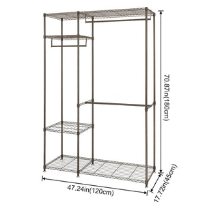 Home lifewit portable wardrobe clothes closet storage organizer with hanging rod adjustable legs quick and easy to assemble large capacity dark brown