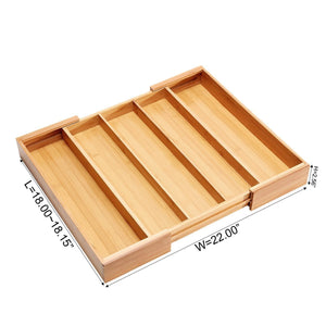 Storage bamboo expandable utensil cutlery tray drawer organizer divider 3 compartments with 2 adjustable dimensions beautiful durable and multifunctional utensil holder and organizer