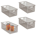 Buy now mdesign farmhouse decor metal wire food organizer storage bin basket with handles for kitchen cabinets pantry bathroom laundry room closets garage 16 x 9 x 6 in 4 pack bronze