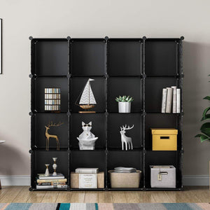 On amazon kousi portable storage shelf cube shelving bookcase bookshelf cubby organizing closet toy organizer cabinet black no door 16 cubes