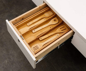 Top rated bamboo expandable utensil cutlery tray drawer organizer divider 3 compartments with 2 adjustable dimensions beautiful durable and multifunctional utensil holder and organizer