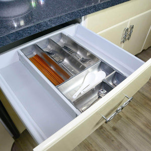 Discover drawer insert cabinet cutlery tray storage catering utensils box stainless steel kitchen 6 compartments 47 228 46 2cm