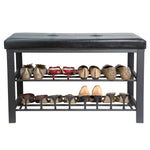 Latest simplify f 0680 black storage bench shoe rack ottoman tufted padded seating for entryway bedroom closet hallway black