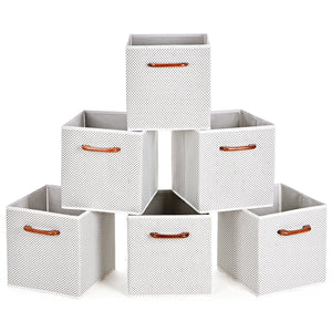 Best seller  maidmax foldable storage cubes set of 6 decorative fabric storage bins containers organizers drawers with wood handles for shelves clothes closet kids bedroom gray polka dot