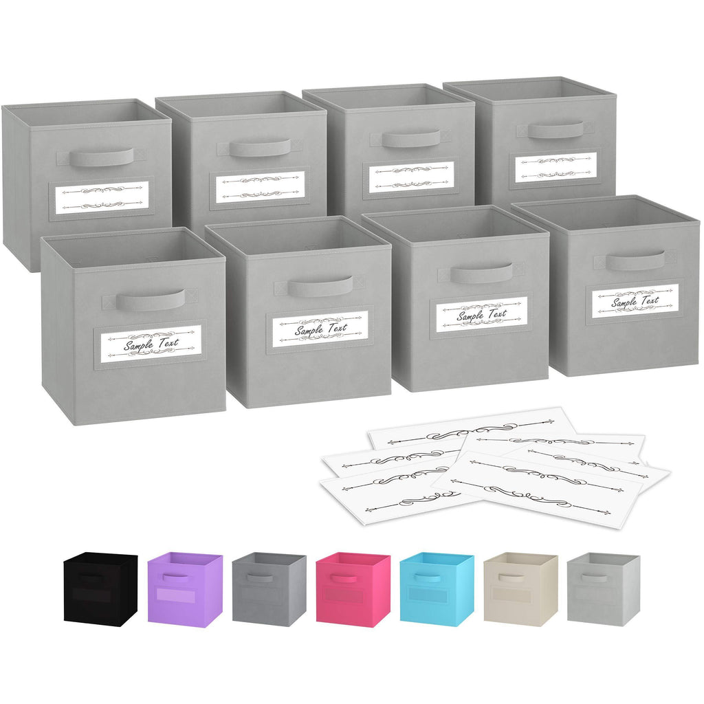 Home royexe storage cubes set of 8 storage baskets features dual handles 10 window cards cube storage bins foldable fabric closet shelf organizer drawer organizers and storage light grey