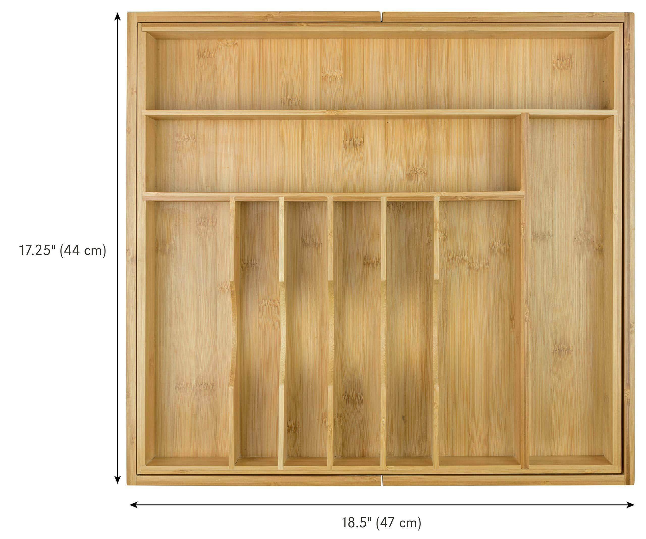 Home kitchenedge premium silverware flatware and utensil organizer for kitchen drawers expandable to 33 inches wide 11 compartments 100 bamboo