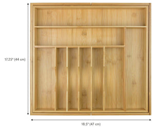 Home kitchenedge premium silverware flatware and utensil organizer for kitchen drawers expandable to 33 inches wide 11 compartments 100 bamboo