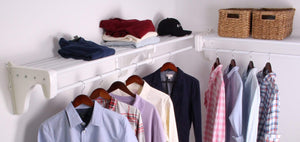 Storage organizer ez shelf diy expandable closet kit 2 closet shelf rods units and 2 end brackets each unit 40 in to 74 in white