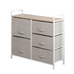Related soges 5 drawer storage organizer unit for bedroom play room closets entryway free standing rack metal frame with fabric bin beige 107 bm