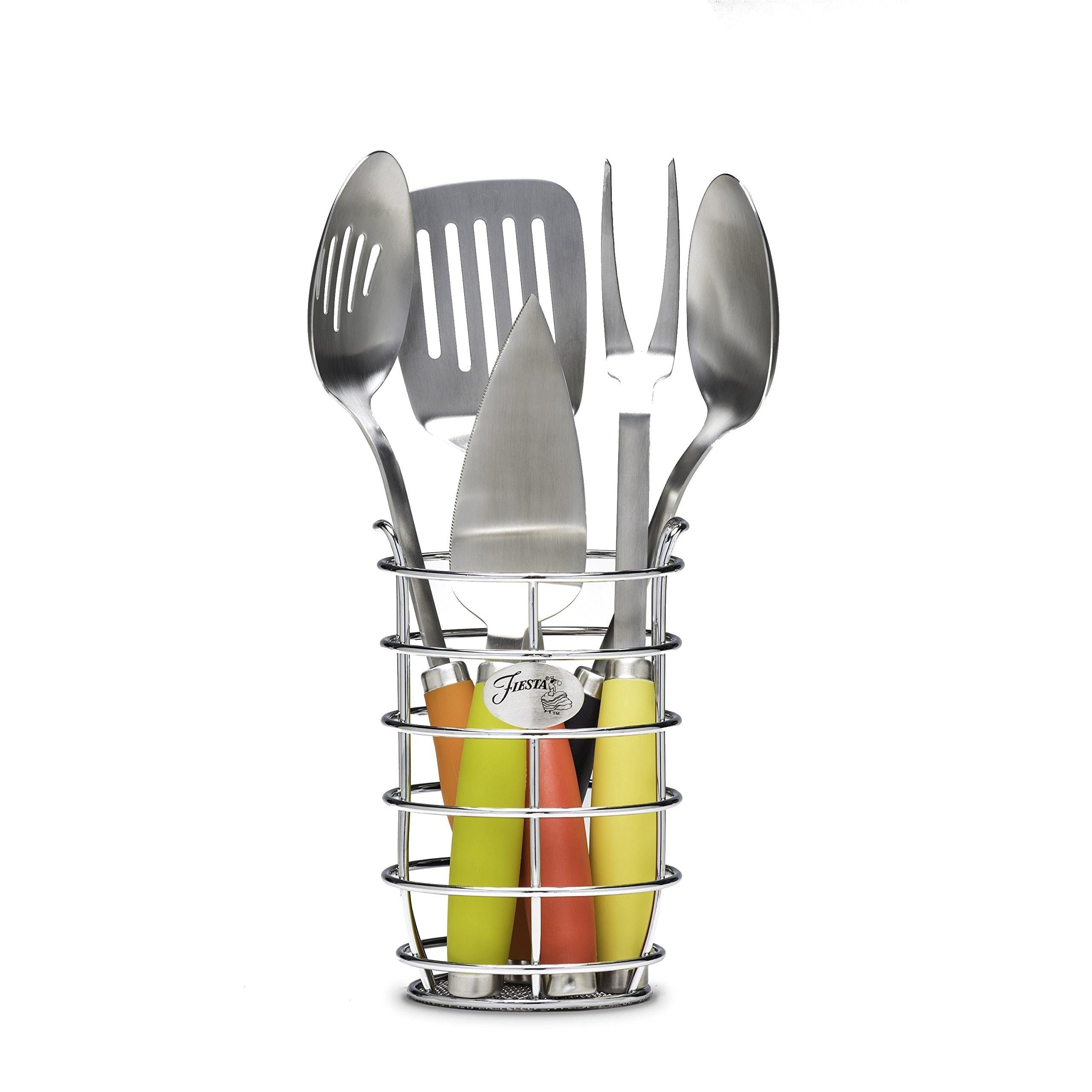 On amazon fiesta 5piece stainless steel utensil set with crock multi