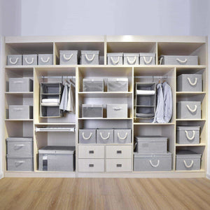 Latest storageworks closet storage organizer with transparent clear window storage boxes with lid double open lid gray cotton fabric box jumbo
