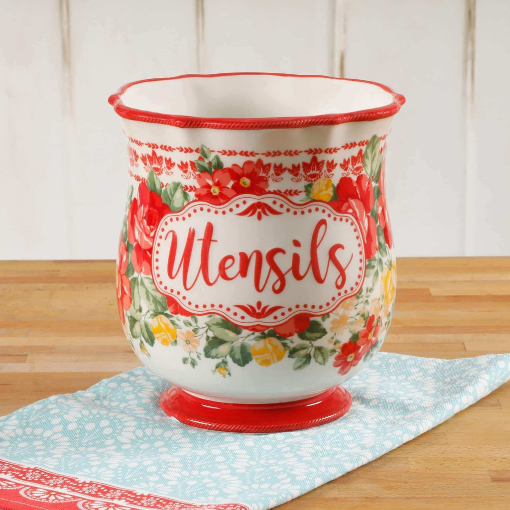 Top the pioneer woman pioneer vintage floral 6 75 inch utensil holder