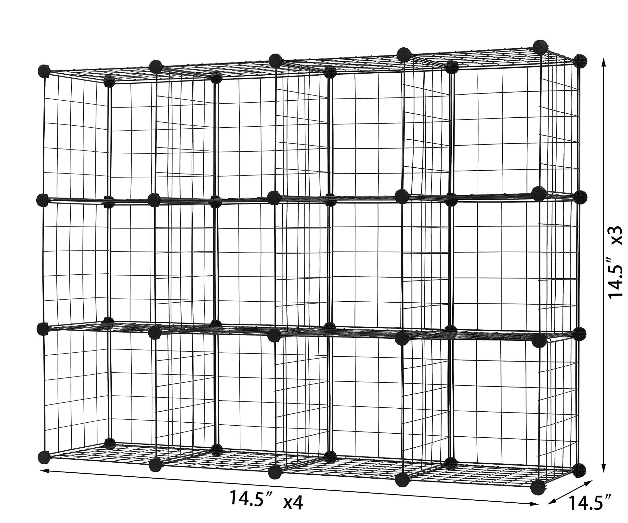 Discover the finnhomy 12 storage cubes multi use diy wire grid organizer closet organizer shelf cabinet wire grids panels garage storage rack sets shelving units for books plants toys shoes clothes black
