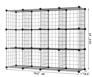 Discover the finnhomy 12 storage cubes multi use diy wire grid organizer closet organizer shelf cabinet wire grids panels garage storage rack sets shelving units for books plants toys shoes clothes black