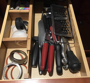 Heavy duty one cottage adjustable wood drawer organizer set with 4 bonus pieces for kitchen utensils and silverware bathroom makeup and toiletries and office desk supplies makes the most of your storage