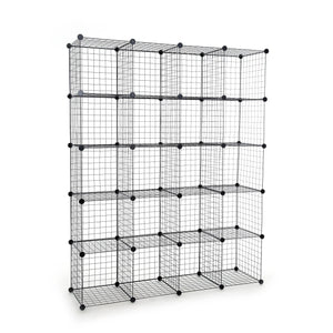 Amazon unicoo multi use diy 20 cube wire grid organizer wardrobe organizer bookcase book shelf storage organizer wardrobe closet black wire
