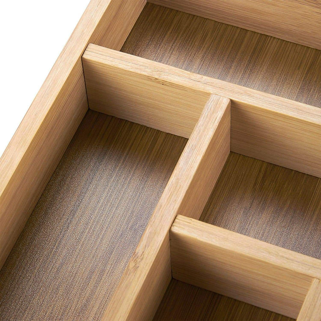 Explore utensil drawer organizer bamboo drawer organizer 6 slot silverware drawer dividers forks knives spoons flatware tray 14 5 x 10 25 x 1 75 inches