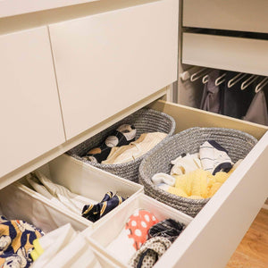 Discover the goodpick cute cotton rope basket dresser baskets drawer baskets organizer nursery closet storage foldable cloth storage box underwear organizer drawer divider 12 7 5 set of 2