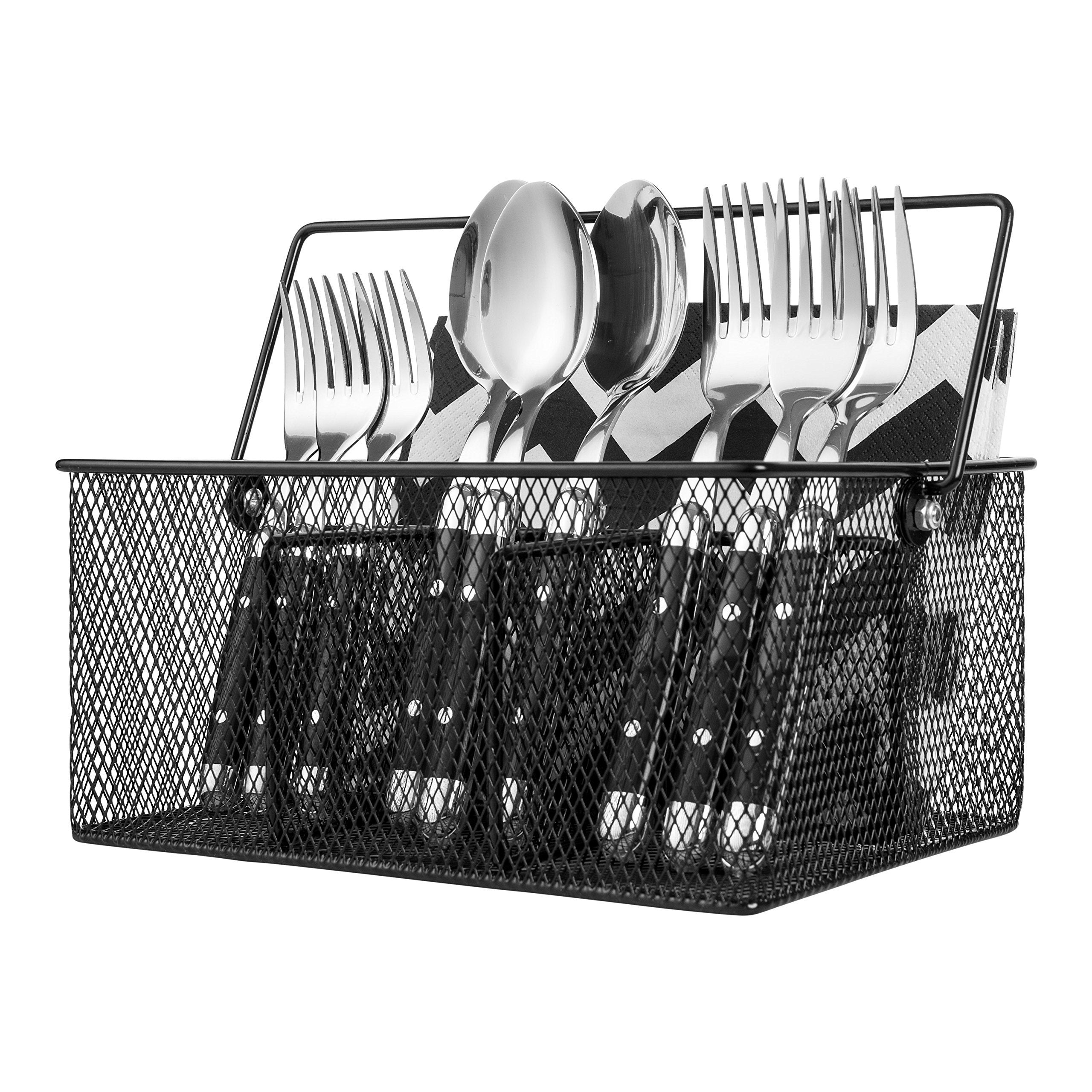 New ideal traditions kitchen utensil holder silverware condiment flatware caddy cutlery spoon utensils holder for picnic table organizer